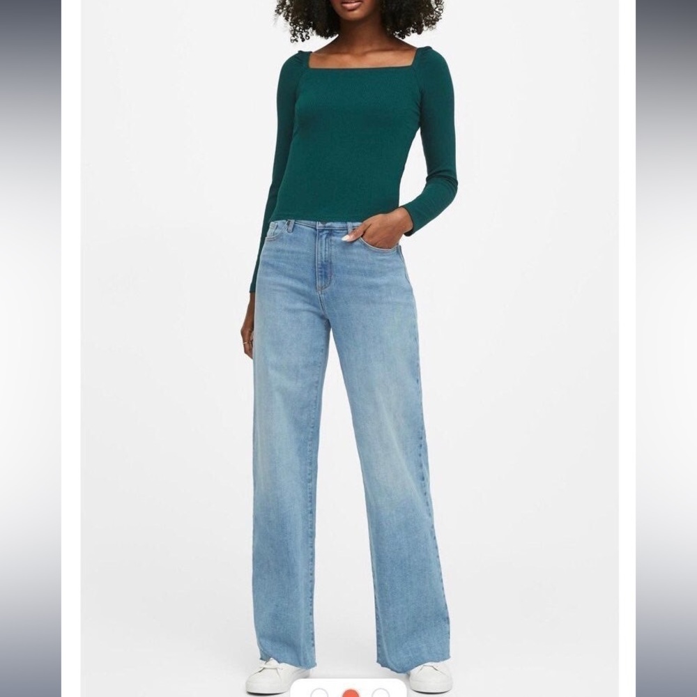 Banana Republic Ribbed Square Neck Long Sleeve